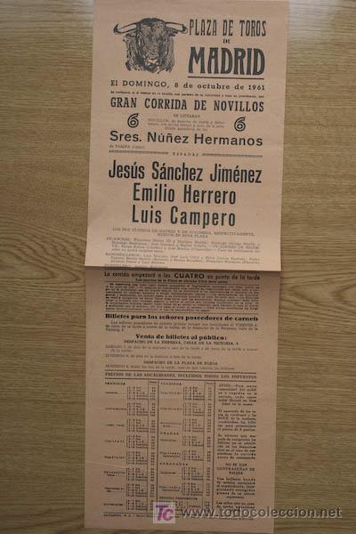 Carteles toros: Cartel de toros de Madrid. 1961. - Foto 1