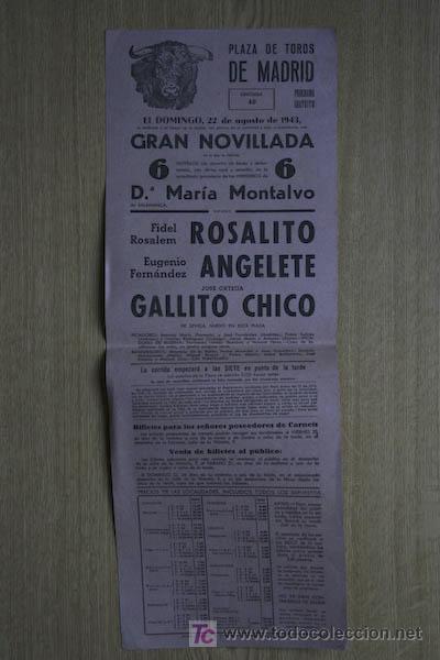 Carteles Toros: Cartel de toros de Madrid. 1943.