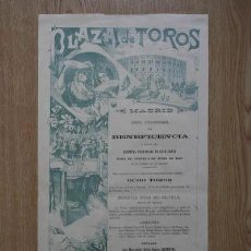 Carteles Toros: CARTEL DE TOROS DE MADRID. 3 DE JUNIO DE 1897. BENEFICENCIA. MAZZANTINI, GUERRITA, BOMBITA, ETC.. Lote 24072733