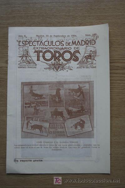 Carteles Toros: Programa de toros de Madrid. 23 de septiembre de 1924.