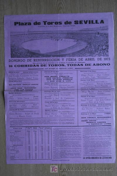 Carteles Toros: Cartel de toros de Sevilla. 1973.