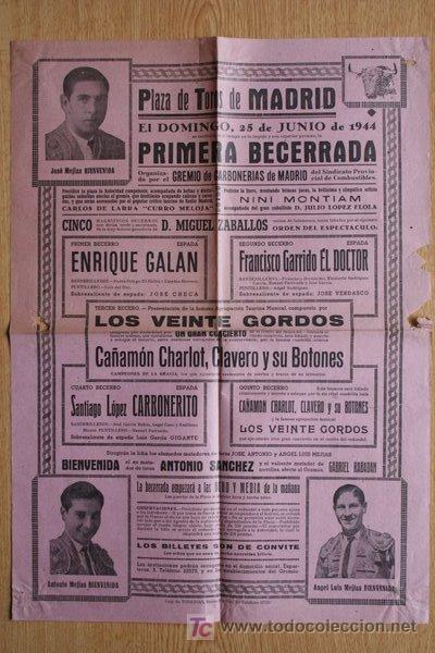 Affiches Tauromachie: Cartel de toros de Madrid. 1944.