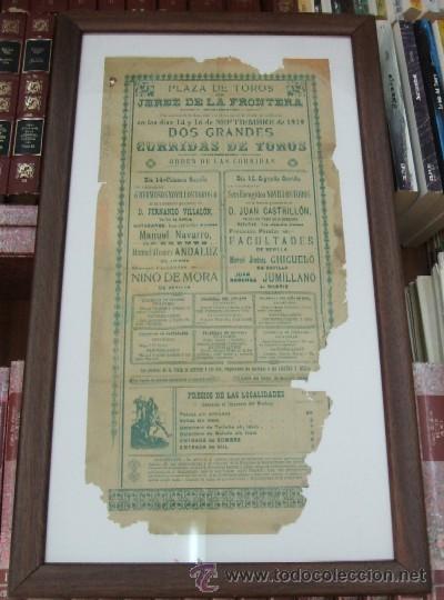 Affiches Tauromachie: CARTEL PLAZA DE TOROS DE JEREZ DE LA FRONTERA 14 Y 16-09-1919 CUADROTOROS-8