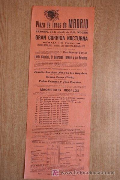 Carteles toros: Cartel de toros de Madrid. 1929 - Foto 1