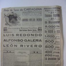 Carteles Toros: CARTEL TOROS - CARTAGENA, MURCIA - 31 DE AGOSTO DE 1952
