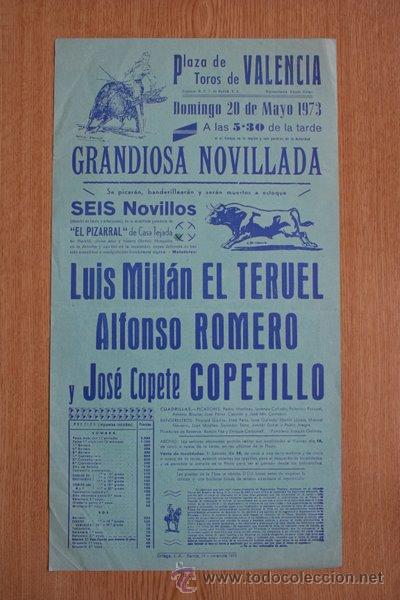 Carteles toros: Cartel de toros de Valencia. 1973. - Foto 1