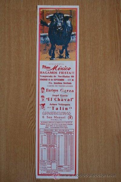 Cartazes Touros: Cartel de toros de M&eacute;xico. 1989.