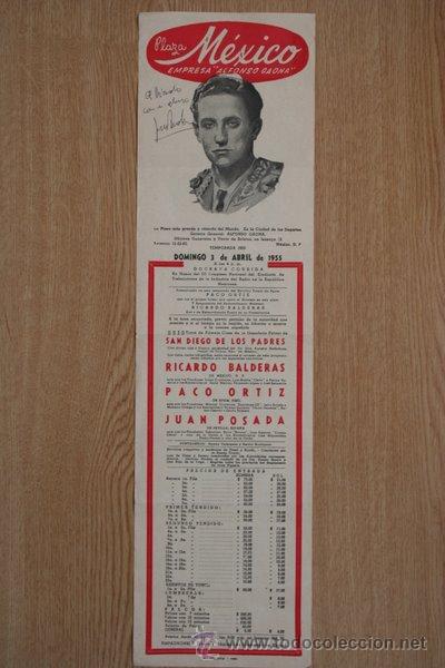 Cartazes Touros: Cartel de toros de M&eacute;xico. 1955.