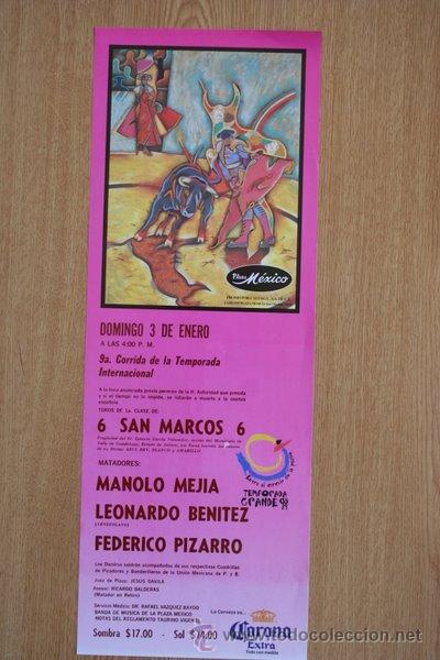 Cartazes Touros: Cartel de toros de M&eacute;xico. 1998.
