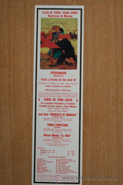 Cartazes Touros: Cartel de toros de Venezuela. 1992.