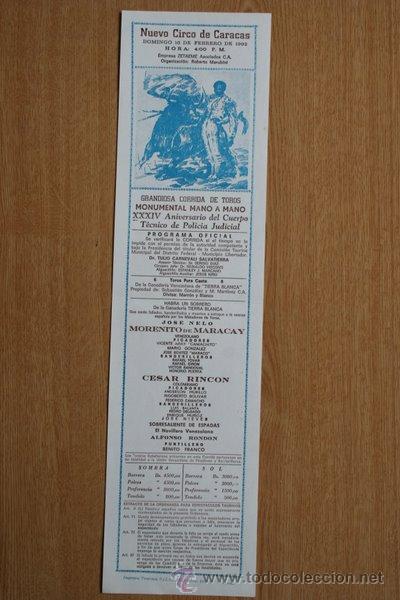 Carteles Toros: Cartel de toros de Venezuela. 1992.