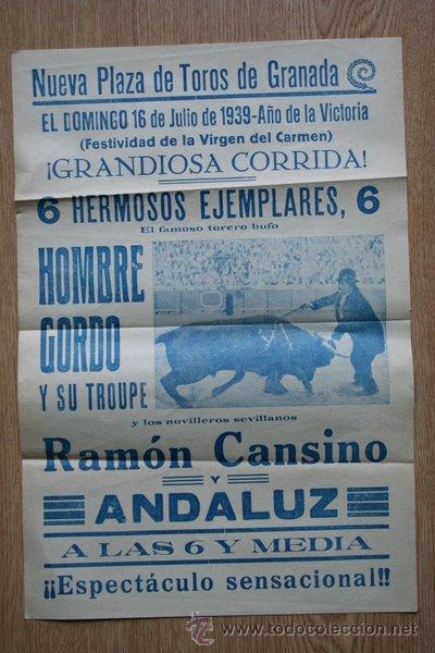 Bull Posters: Cartel de toros de Granada. 16 de julio de 1939. Ram&oacute;n Cansino y Andaluz.