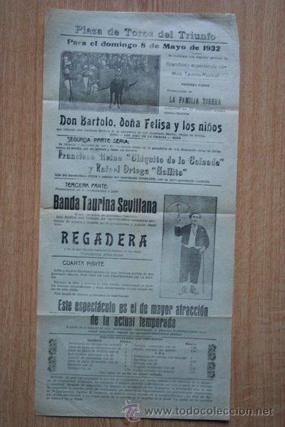 Bull Posters: Cartel de toros de granada.  8 de mayo de 1932. Chiquito de la Calzada y Rafael Ortega Gallito.