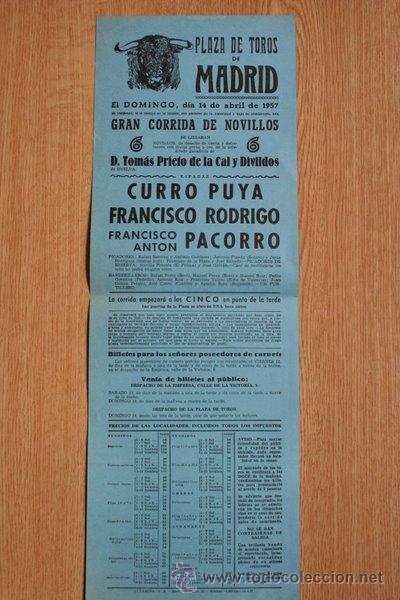 Bull Posters: Cartel de toros de Madrid. 1957.