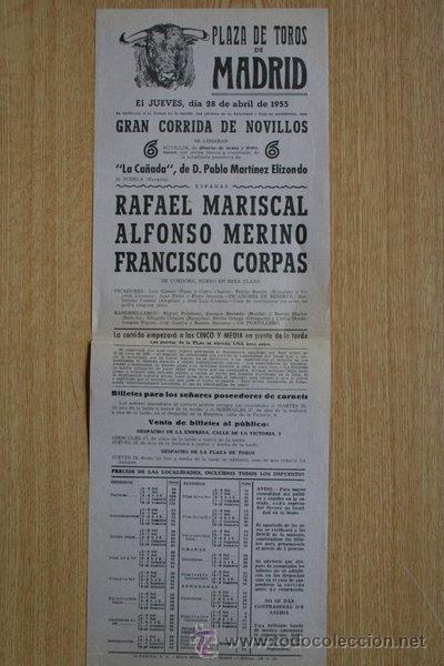 Carteles Toros: Cartel de toros de Madrid. 1955.