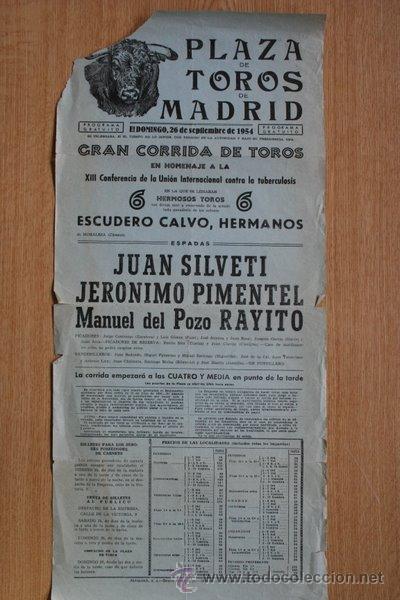 Carteles Toros: Cartel de toros de Madrid. 1954.