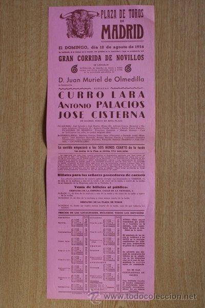 Carteles Toros: Cartel de toros de Madrid. 1956.