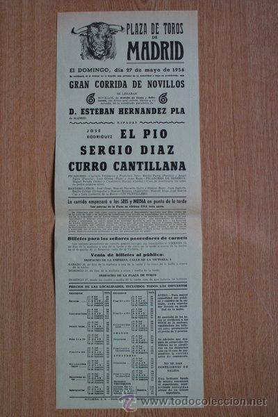 Carteles Toros: Cartel de toros de Madrid. 1956.