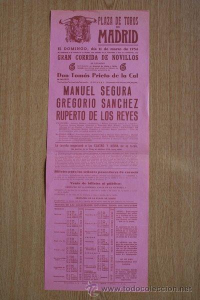 Carteles Toros: Cartel de toros de Madrid. 1956.