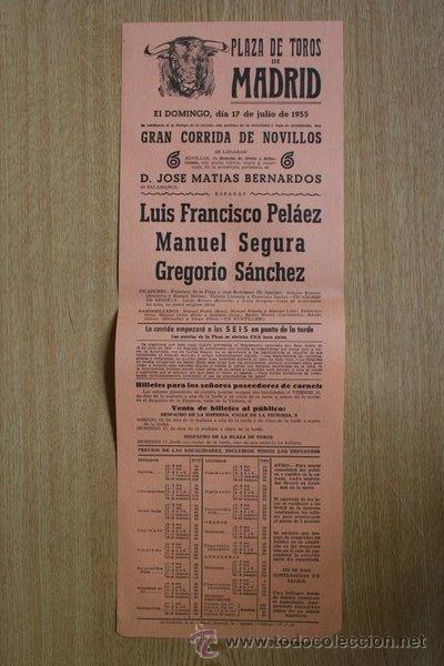 Carteles Toros: Cartel de toros de Madrid. 1955.