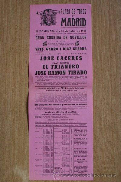 Carteles Toros: Cartel de toros de Madrid. 1956.