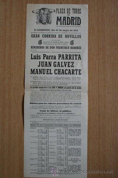 Carteles Toros: Cartel de toros de madrid. 1955.