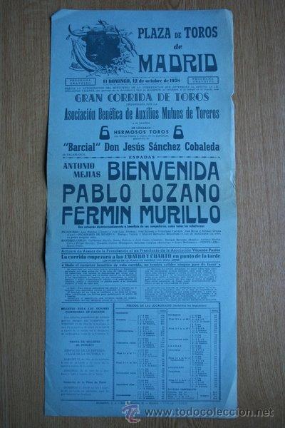 Carteles toros: Cartel de toros de Madrid. 1958. - Foto 1