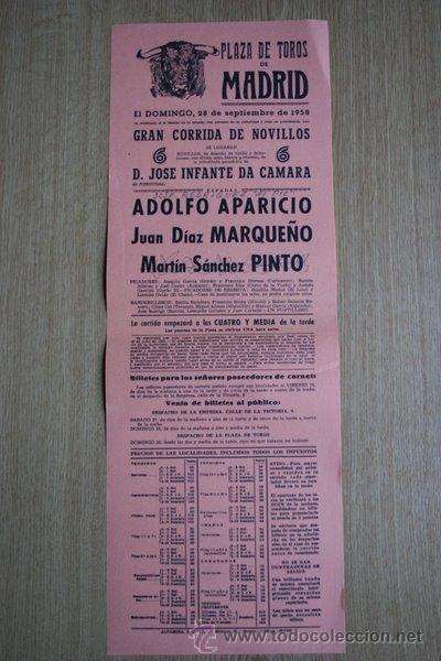 Carteles toros: Cartel de toros de Madrid. 1958. - Foto 1
