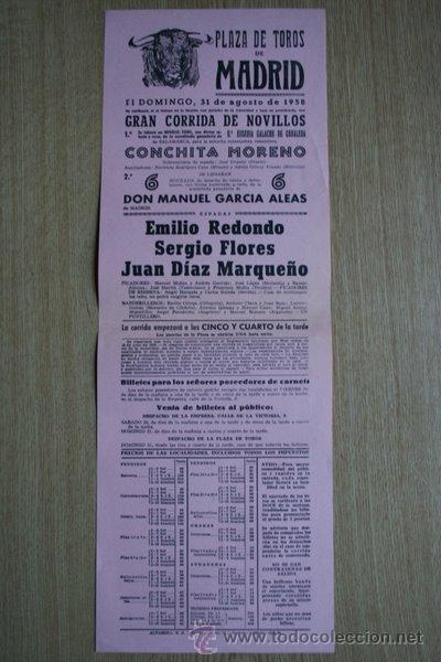 Carteles Toros: Cartel de toros de Madrid. 1958.