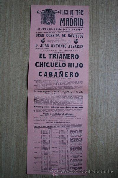 Carteles Toros: Cartel de toros de Madrid. 1957.