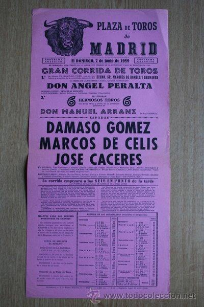 Carteles Toros: Cartel de toros de Madrid. 1959.