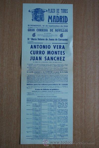 Carteles Toros: Cartel de toros de Madrid. 1959.