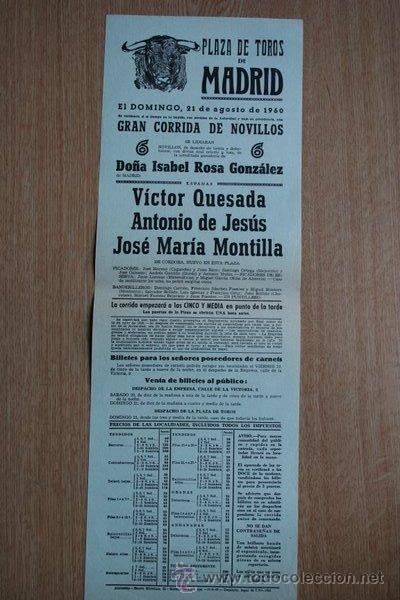Carteles Toros: Cartel de toros de Madrid. 1959.