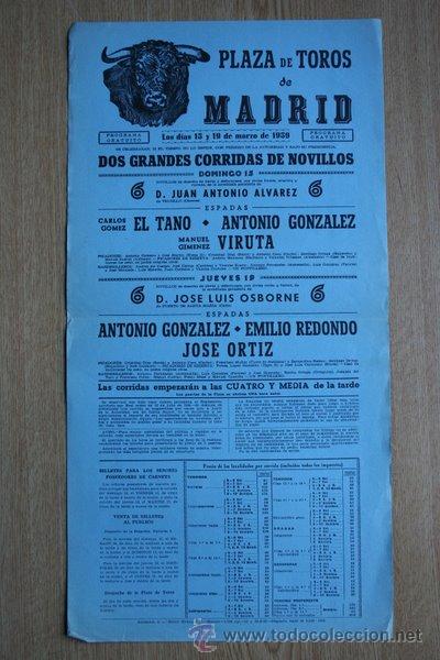 Carteles Toros: Cartel de toros de Madrid. 1959.