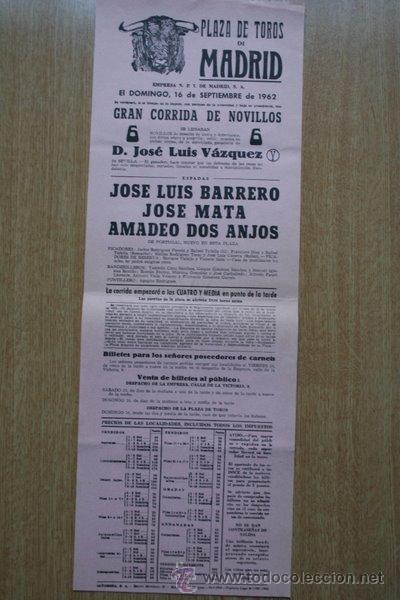 Affissi Tauromachia: Cartel de toros de Madrid. 1962.