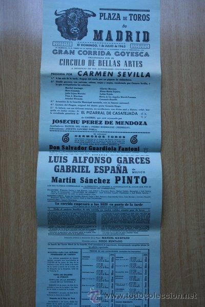 Carteles toros: Cartel de toros de Madrid. 1962. - Foto 1