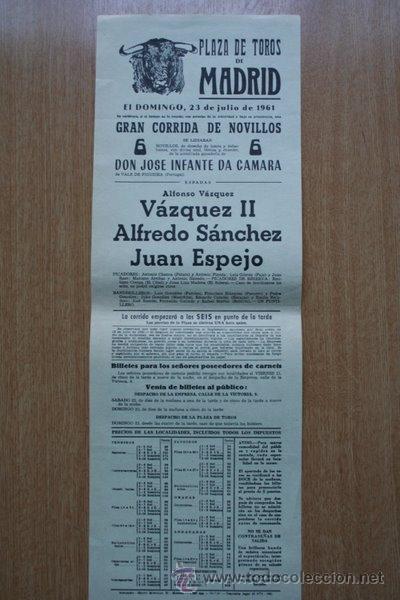 Carteles Toros: Cartel de toros de Madrid. 1961.