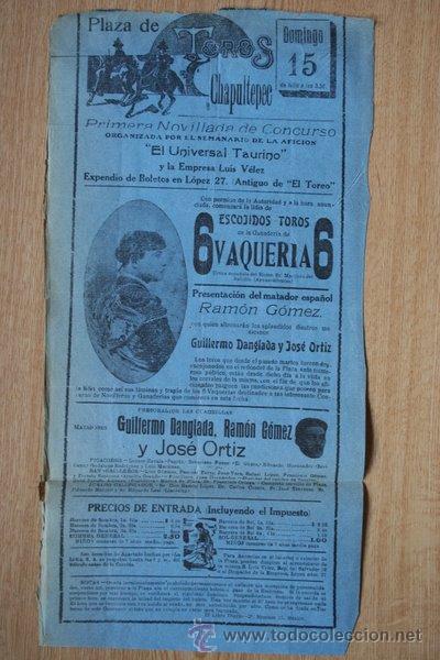 Carteles Toros: Cartel de toros de M&eacute;xico. Chapultepec. 1924.