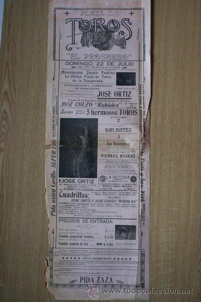 Carteles toros: Cartel de toros de M&eacute;xico. &rdquo;El Progreso&rdquo;. 1923. - Foto 1