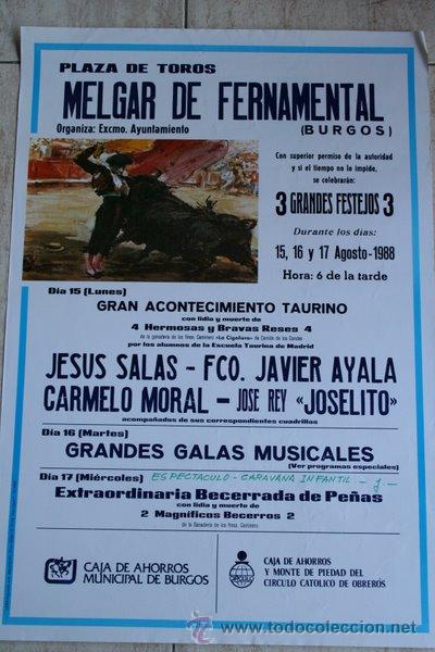 Cartazes Touros: Cartel de toros de Melgar de Fernamental. 1988.