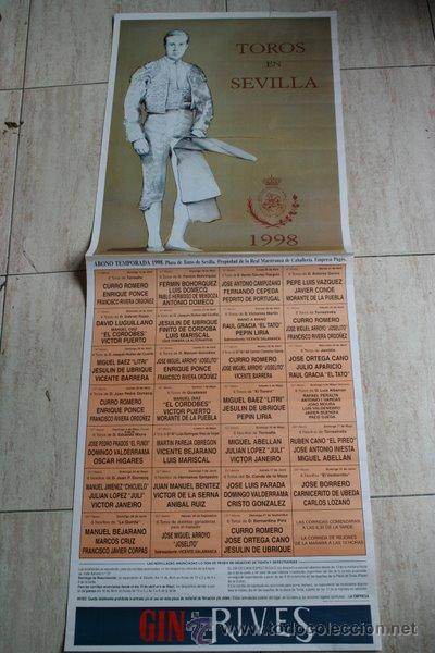Carteles toros: Cartel de toros de Sevilla. 1998. - Foto 1