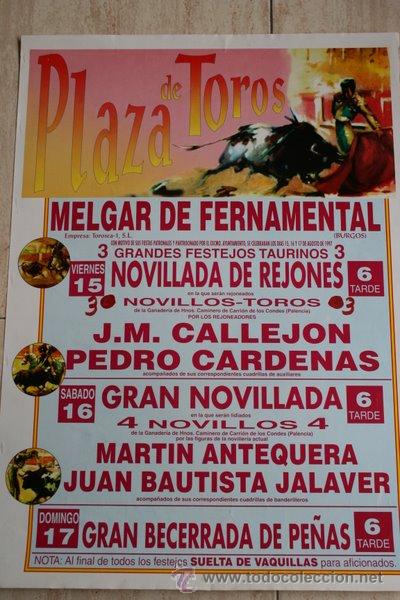 Cartazes Touros: Cartel de toros de Melgar de Fernamental. 1997.
