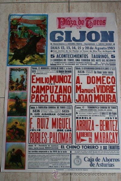 Carteles toros: Cartel de toros de Gij&oacute;n. 1983. - Foto 1