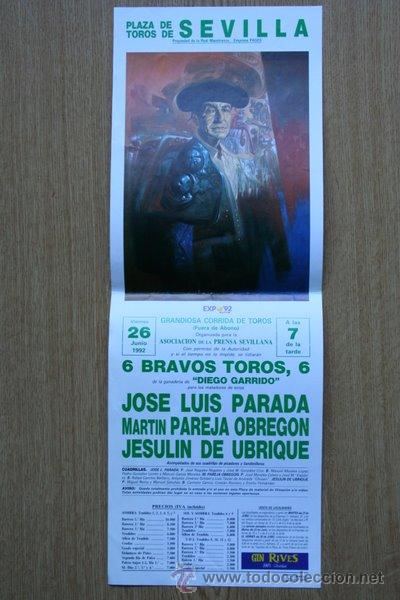Carteles Toros: Cartel de toros de Sevilla. 1992. Asociaci&oacute;n de la Prensa sevillana.