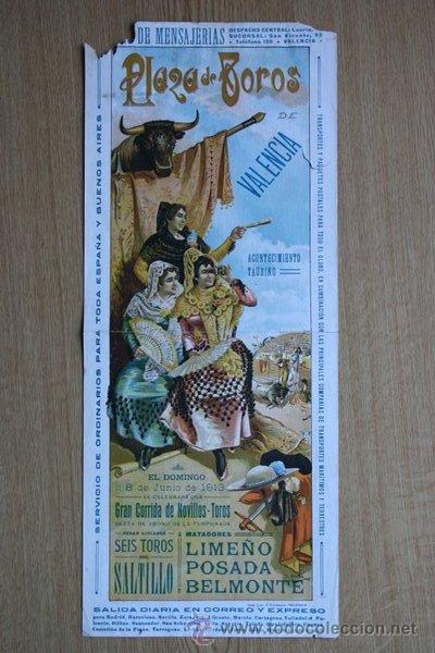 Carteles toros: Cartel de de Toros de Valencia. 1913. - Foto 1