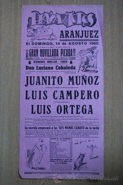 Carteles Toros: Cartel de de Toros de Aranjuez. 1960.