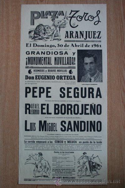 Carteles Toros: Cartel de de Toros de Aranjuez. 1961.