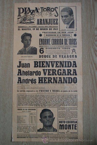Carteles Toros: Cartel de de Toros de Aranjuez. 1963.