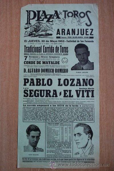 Carteles Toros: Cartel de de Toros de Aranjuez. 1963.