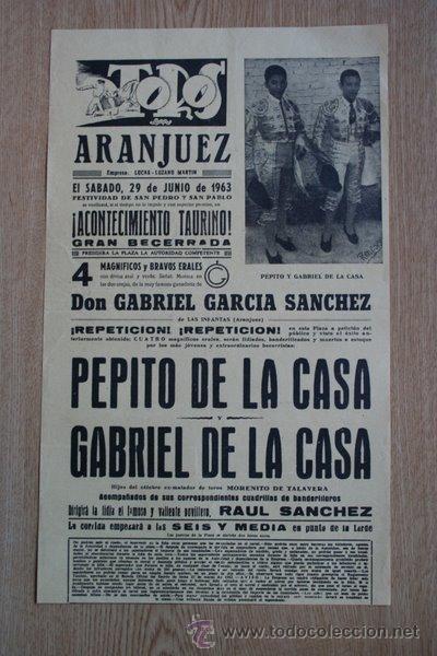 Plakate Stiere: Cartel de de Toros de Aranjuez. 1963.